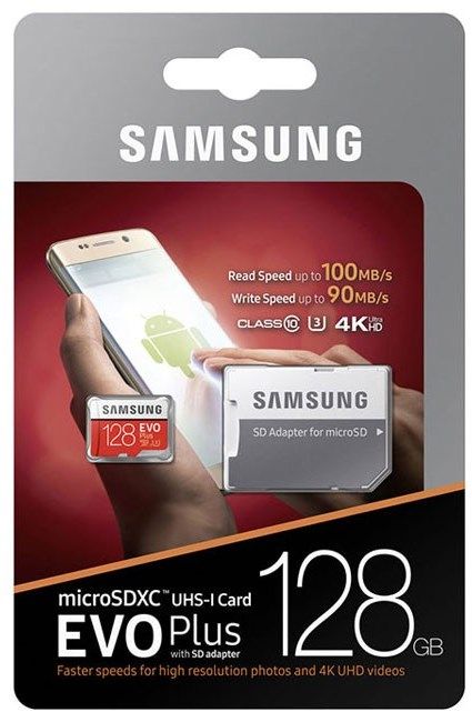 Карта пам'яті Samsung microSDHC 128GB EVO Plus Class 10 UHS-I U3 + adapter | Купити в інтернет магазині
