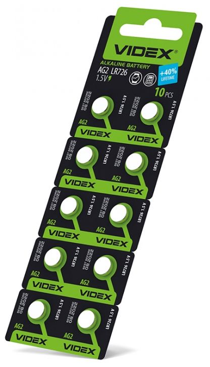 Батарейка Videx AG2 (LR756) Alkaline (10шт/уп) 1.5V | Купити в інтернет магазині