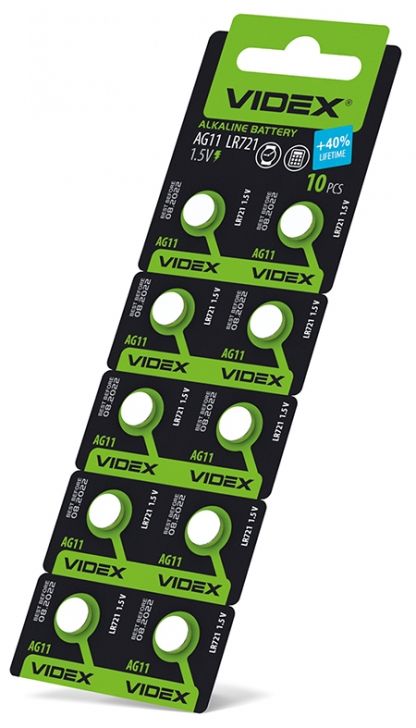 Батарейка Videx AG11 (LR721) Alkaline (10шт/уп) 1.5V | Купити в інтернет магазині