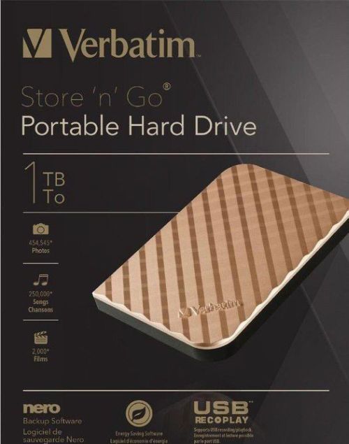 Зовнішній жорсткий диск Verbatim Store n Go 1TB Gold USB 3.0 | Купити в інтернет магазині