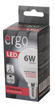 Светодиодная LED лампа Ergo E14 6W 4100K, G45 (нейтральный)
