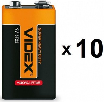 Батарейка Videx 6F22 (10шт/уп) 9V Крона