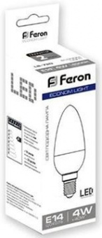 Світлодіодна лампа Feron E14 4W 4000K, C37 LB-720 Econom (нейтральний)