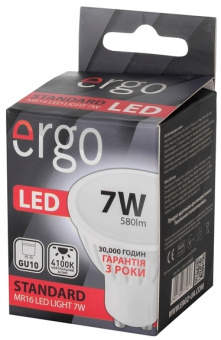 Світлодіодна LED лампа Ergo GU10 7W 4100K, MR16 (нейтральний)