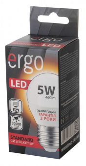 Светодиодная LED лампа Ergo E27 5W 3000K, G45 (теплый)