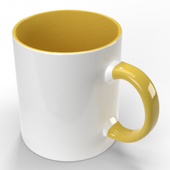 Чашка для сублимаци Magic best (425 мл) Желтая внутри + ручка  (36шт/уп)