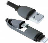 Фото Кабель Defender USB10-03BP USB(AM)-MicroUSB+Lightning (1 метр) купить в MAK.trade