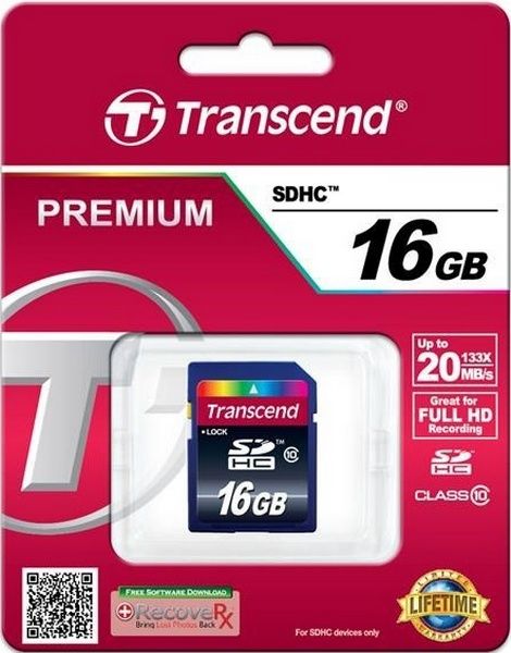 картка пам'яті TRANSCEND SDHC 16 GB (CLASS 10)