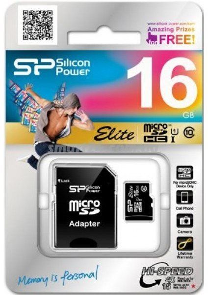 Карта пам'яті Silicon Power microSDHC 16GB Class 10 UHS-I Elite + SD adapter | Купити в інтернет магазині