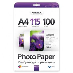 Videx А4 (100л) 115г/м2 глянцевий фотопапір | Купити в інтернет магазині