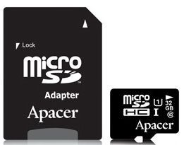 Карта памяти APACER microSDHC 32GB Class 10 UHS-I + SD adapter