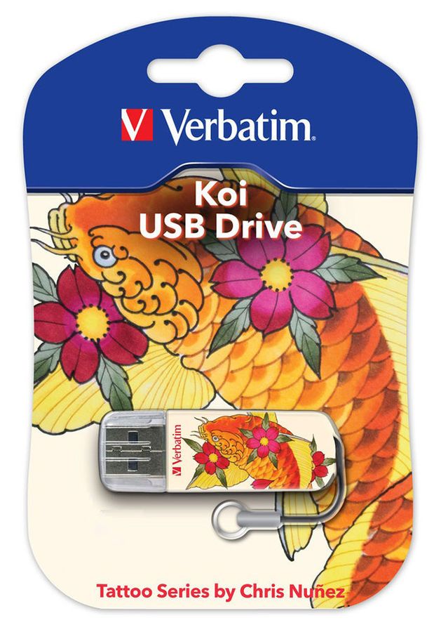 Flash-пам'ять Verbatim Mini 32Gb USB 2.0 Tattoo Koi | Купити в інтернет магазині