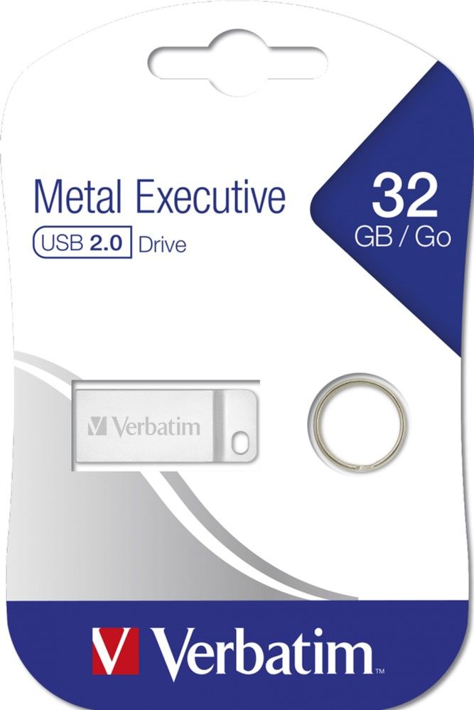 Flash-пам'ять Verbatim Metal Executive 32Gb USB 2.0 Silver | Купити в інтернет магазині