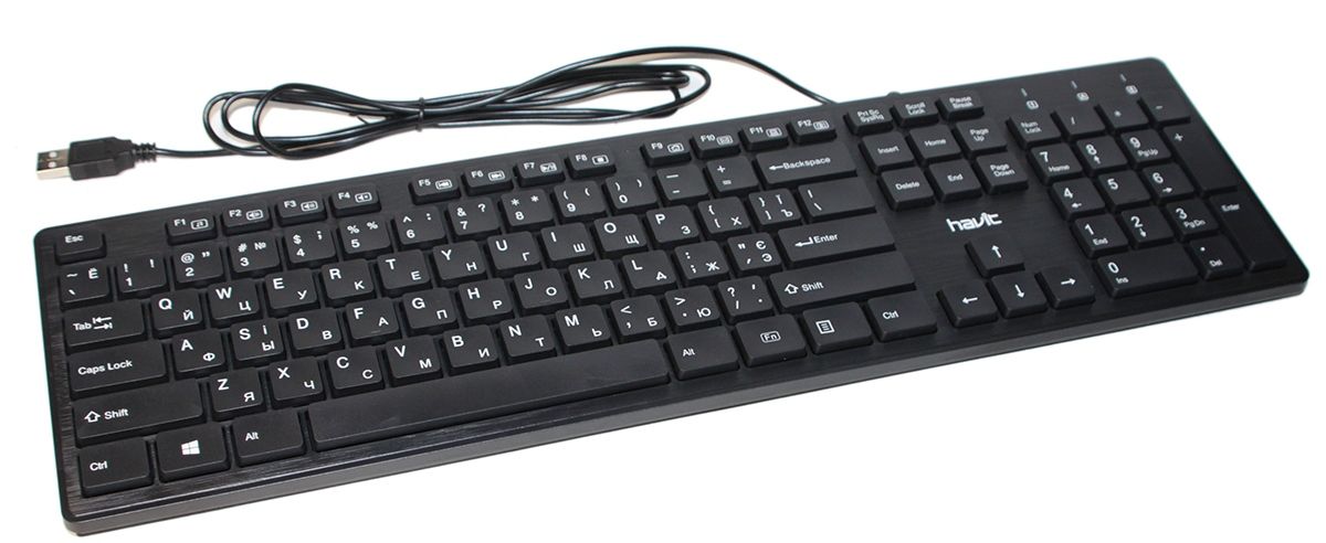 Клавіатура провідна HAVIT HV-KB661U, USB Black (USB-хаб 2 порти)