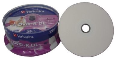 DVD+R Verbatim 8,5Gb (box 25) 8x DualLayer Printable | Купити в інтернет магазині