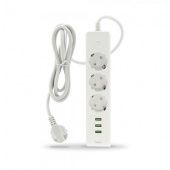 Фото Сетевой фильтр HAVIT HV-SP8813 1,6м 10А 3 розеток 3xUSB, 3.1A   купить в MAK.trade