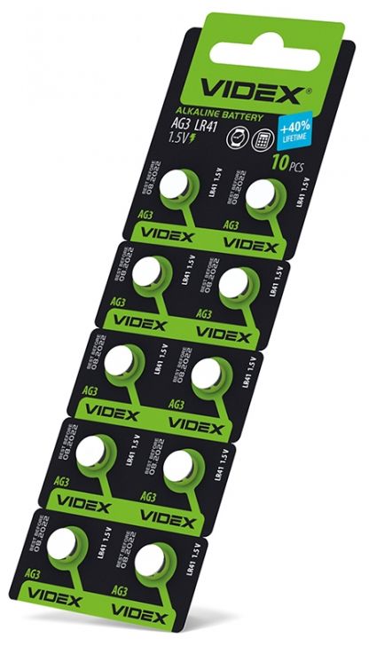 Батарейка Videx AG3 (LR41) Alkaline (10шт/уп) 1.5V | Купити в інтернет магазині