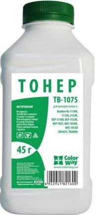Тонер ColorWay (TB-1075) 45g для Brother HL-1112/2132, DCP-1521/7057 | Купити в інтернет магазині