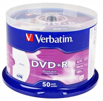DVD+R Verbatim 4,7Gb (box 50) 16x Printable | Купити в інтернет магазині