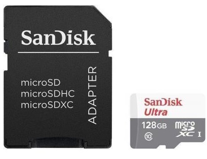 картка пам'яті SANDISK microSDXC 128GB A1 card Class 10 UHS I + SD-adapter | Купити в інтернет магазині