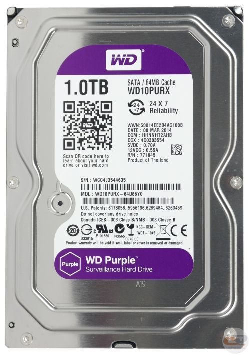 Жорсткий диск 1Тb Western Digital Purple SATAIII 5400 64Mb WD10PURX | Купити в інтернет магазині