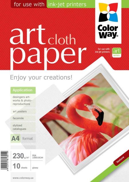 ColorWay А4 (10л) 230г/м2 глянсовий фотопапір фактура (Тканина) | Купити в інтернет магазині