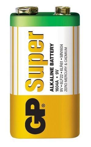 Батарейка GP SUPER 6LF22 Alkaline Plus (1шт/уп) 9V Крона | Купити в інтернет магазині