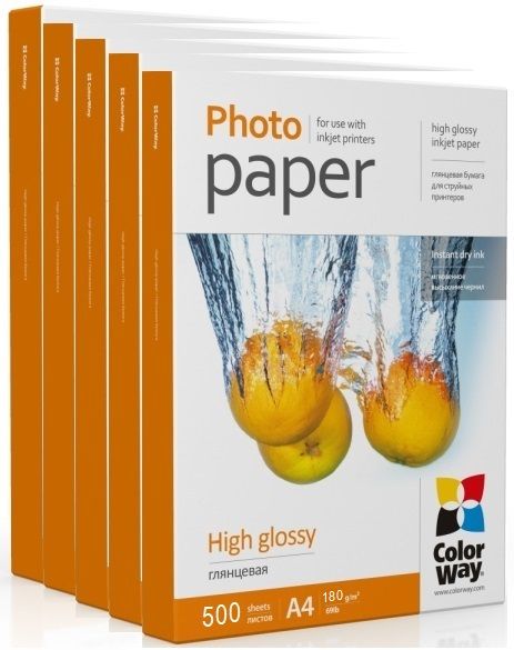 ColorWay А4 (500л) 180г/м2 глянсовий фотопапір