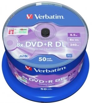 DVD+R Verbatim 8,5Gb (box 50) 8x DualLayer | Купити в інтернет магазині
