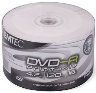 DVD-R Emtec 4,7Gb (bulk 50) 16x Printable | Купити в інтернет магазині