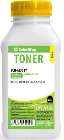Тонер ColorWay (TCH-M351Y) Yellow 80g для HP CLJ Pro 300/400 M351/M375/M451/M475