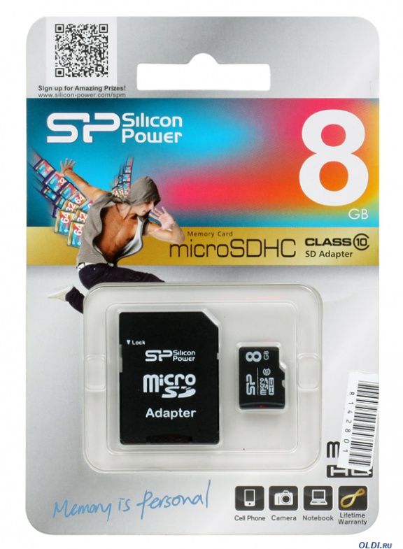 Карта пам'яті Silicon Power microSDHC 8GB Class 10+ SD adapter | Купити в інтернет магазині