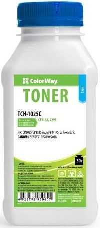 Тонер ColorWay (TCH-1025C) Cyan 30g для HP CLJ CP1025/Pro 100/M175 + Чіп (RMHU10C) | Купити в інтернет магазині