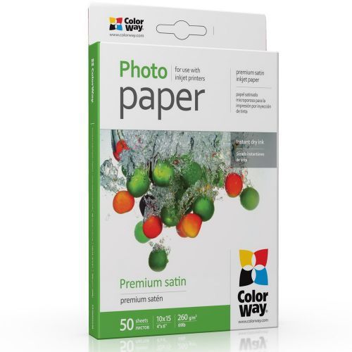 ColorWay 10x15 (50л) 260г/м2 Сатин мікропористий фотопапір | Купити в інтернет магазині