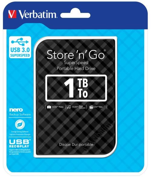 Зовнішній жорсткий диск Verbatim Store n Go 1TB Black USB 3.0 | Купити в інтернет магазині