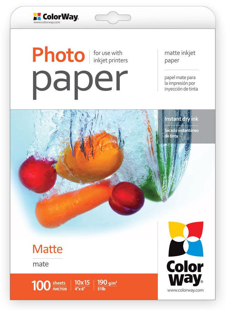 ColorWay 10x15 (100л) 190г/м2 матовий фотопапір | Купити в інтернет магазині