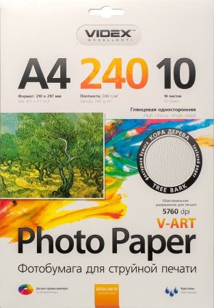 Videx А4 (10л) 240г/м2 глянсовий фотопапір фактура (Кора дерева) | Купити в інтернет магазині