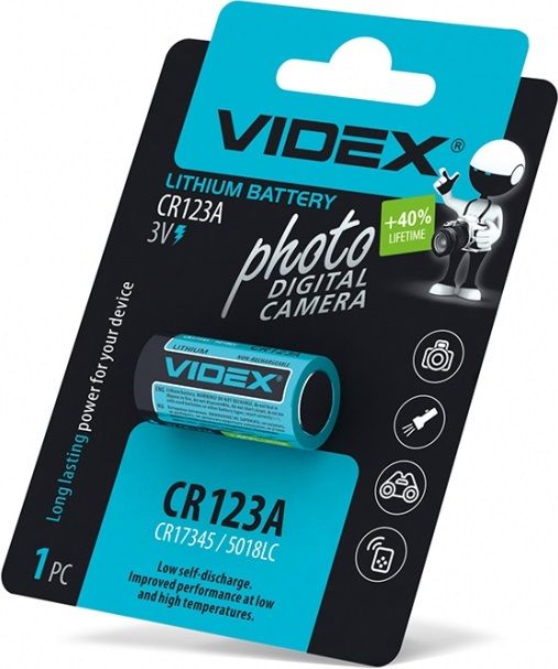 Батарейка літієва Videx CR123A (1шт/уп) 3V | Купити в інтернет магазині