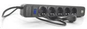Фото Сетевой фильтр Merlion B518U 1.8м 10А 5 розеток 2x USB  (черный) купить в MAK.trade