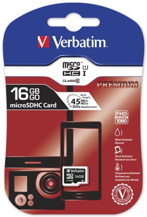 Карта пам'яті Verbatim microSDHC 16GB Class 10 Premium UHS-I 300x nо adapter | Купити в інтернет магазині