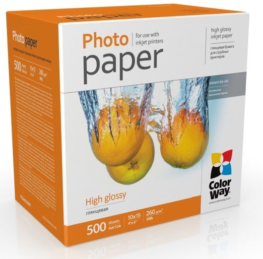 ColorWay 10x15 (500л) 260г/м2 глянцевий фотопапір