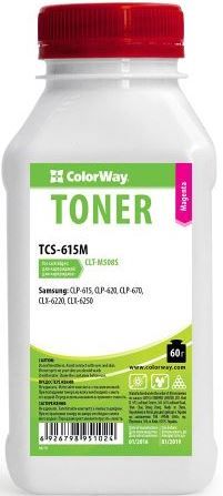 Тонер ColorWay (TCS-615M-CH) Magenta 75g для Samsung CLP-615 + Чіп (4k DELCOPI) | Купити в інтернет магазині