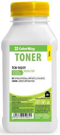 Тонер ColorWay (TCH-1025Y) Yellow 30g для HP CLJ CP1025/Pro 100/M175