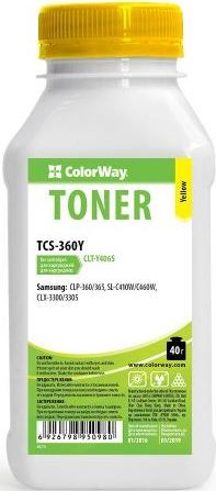 Тонер ColorWay (TCS-360Y-CH) Yellow 40g для Samsung CLP-360/365 + Чіп (1k DELCOPI)