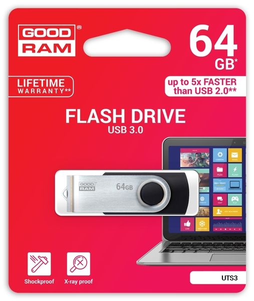 Flash-пам'ять GOODRAM UTS3 TWISTER 64Gb USB 3.0 | Купити в інтернет магазині