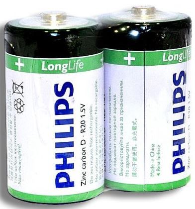 Батарейка Philips LongLife R20 (10шт/уп) D | Купити в інтернет магазині
