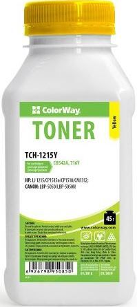 Тонер ColorWay (TCH-1215Y) Yellow 45g для HP CLJ CP1215/1515 + Чіп (RMHU10Y) | Купити в інтернет магазині