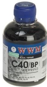 Пигментные чернила WWM C40/BP Canon MP140/MP160/ MP190/MP210/IP1800/IP1900 (Black Pigment) 200ml