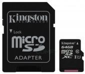Фото Карта памяти Kingston  Canvas Select  microSDXC 64GB Class 10 UHS-I + SD adapter купить в MAK.trade