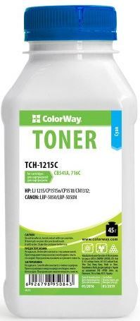 Тонер ColorWay (TCH-1215C) Cyan 45g для HP CLJ CP1215/1515 + Чіп (RMHU10C)